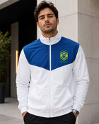 Moletom Brasil Esportivo Com Zíper Frontal Estilo Casual Urbano