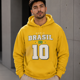Moletom Brasil World 10 Estampa Futebol Com Capuz Casual