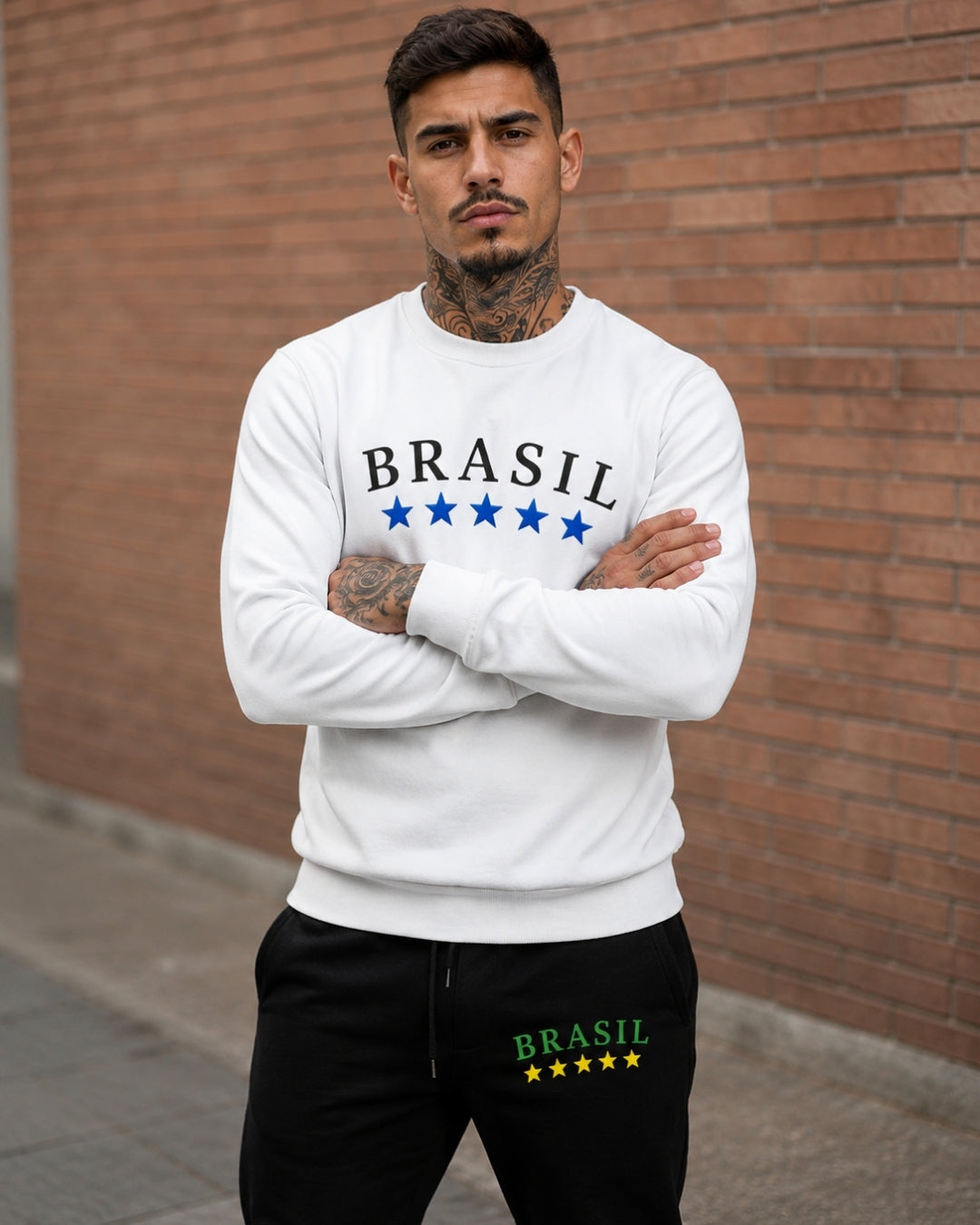 Conjunto Brasil Estampa Universitária Com Calça Jogger Urbano