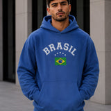 Moletom Brasil Lettering Curvo Com Estrelas Estilo Casual Urbano