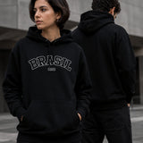 Moletom Brasil Estampa Universitária Frontal Com Capuz Casual