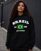 Moletom Brasil South America Estampa Universitária Com Capuz Casual