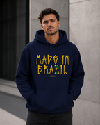Moletom Made In Brasil Tipográfico Urbano Com Capuz Casual