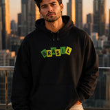 Moletom Brasil Estampa Divertida Frontal Com Capuz Casual Urbano