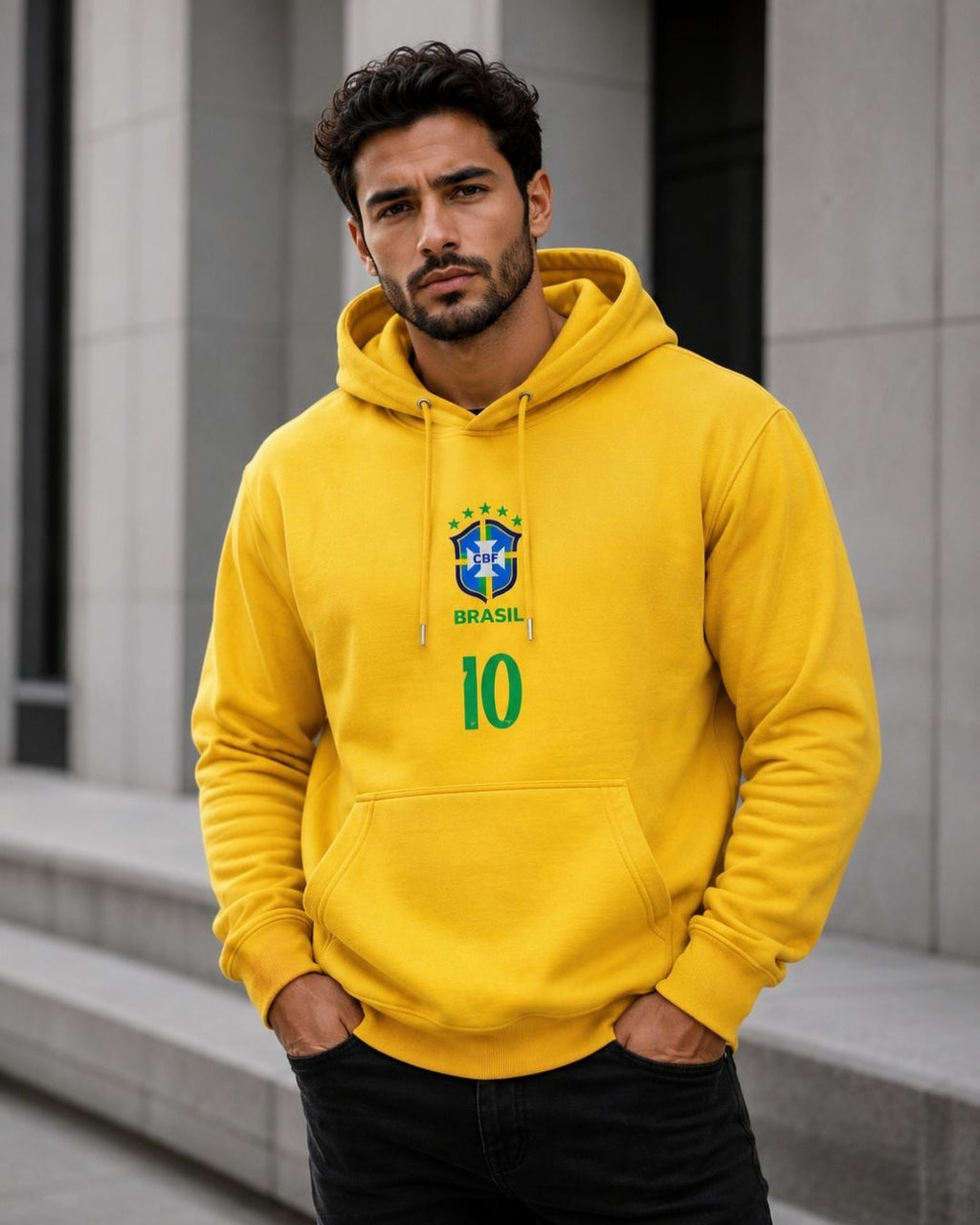 Moletom Canguru Brasil Escudo Nacional Número 10 Esportivo