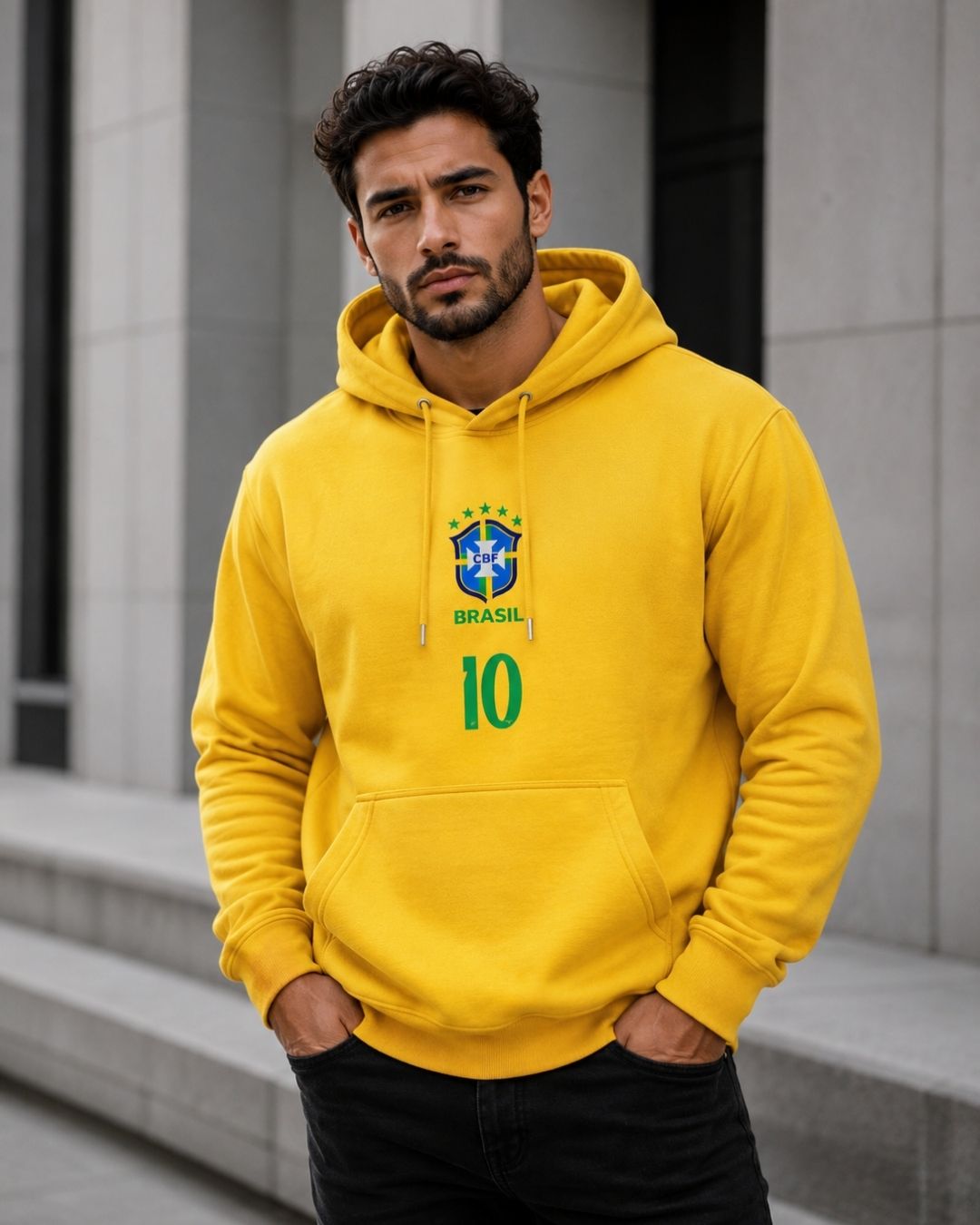 Moletom Canguru Brasil Escudo Nacional Número 10 Esportivo