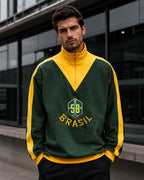 Moletom Brasil 58 Retrô Com Escudo Central Estilo Casual Urbano
