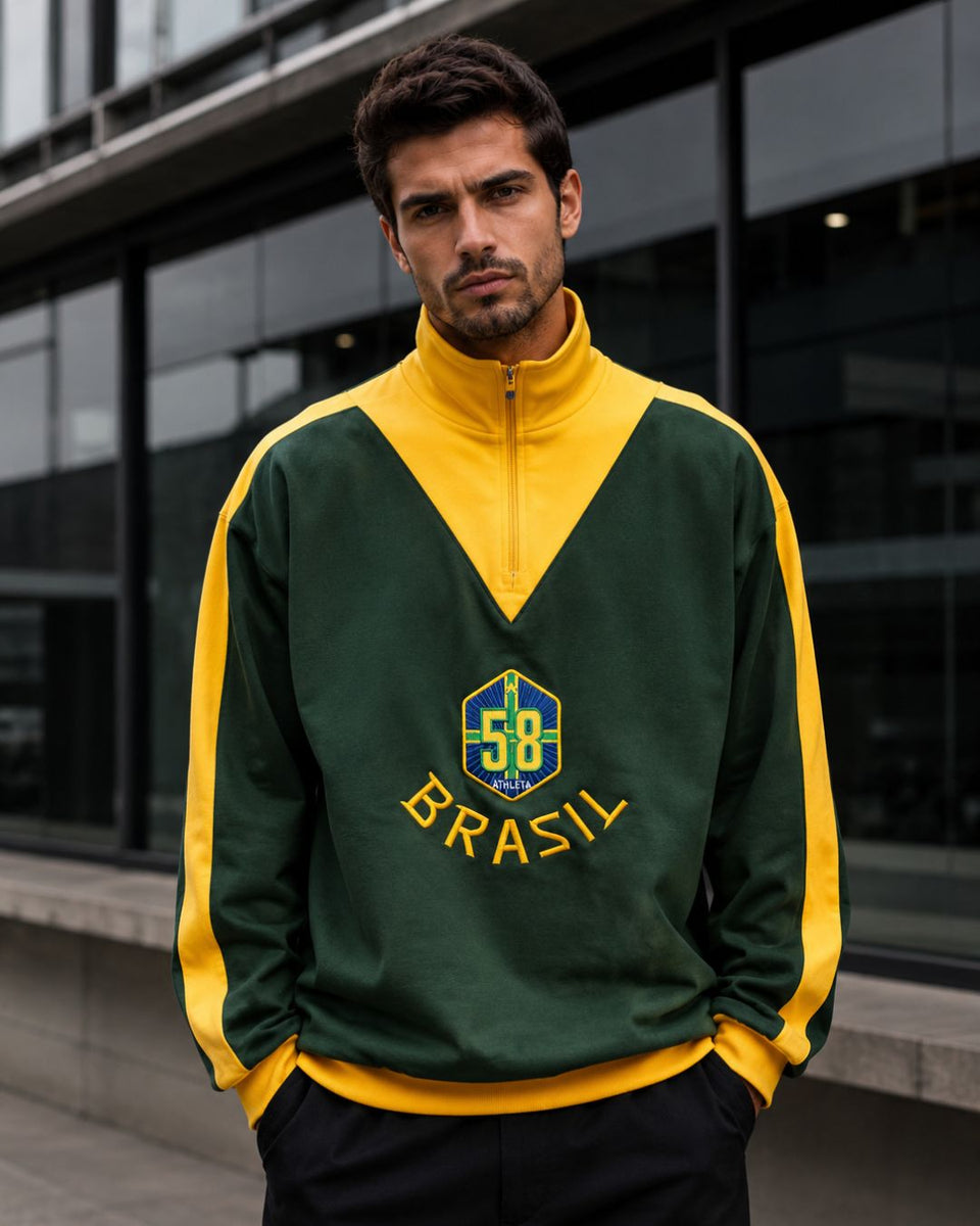 Moletom Brasil Retrô 58 Escudo Central Casual Urbano