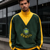 Moletom Brasil 58 Retrô Com Escudo Central Estilo Casual Urbano
