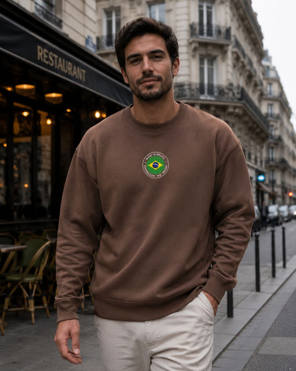 Moletom Brasil Made In Brazil Estampa Circular Nas Costas