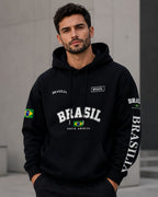 Moletom Brasil Estampa Universitária Manga Brasília Capuz