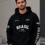 Moletom Brasil Estampa Universitária Manga Brasília Capuz