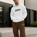 Conjunto Brasil Estampa College Com Calça Jogger Casual Urbano