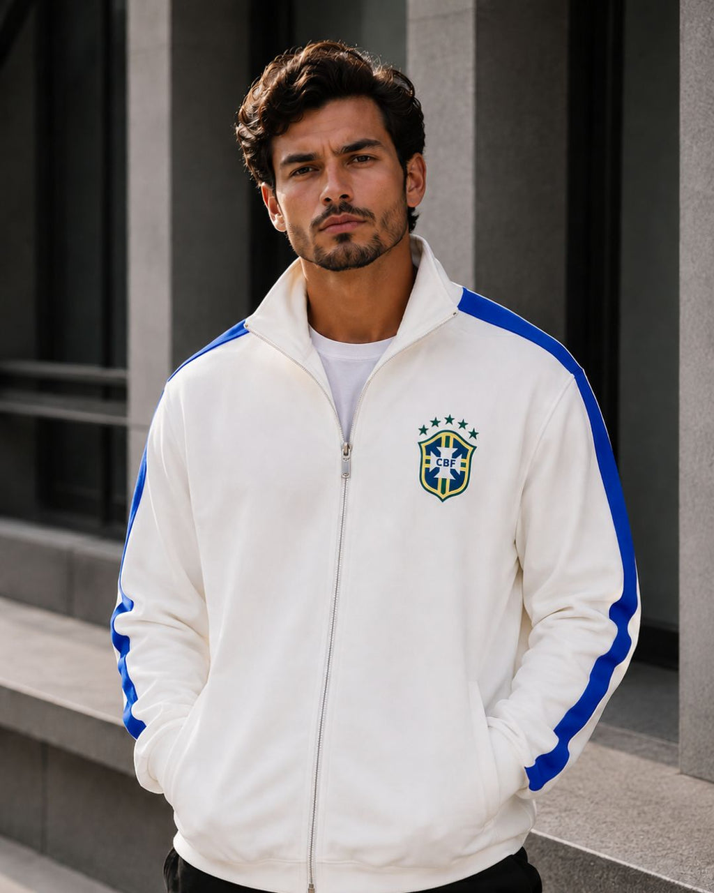 Moletom Brasil Jaqueta Com Zíper E Escudo Estilo Casual Urbano