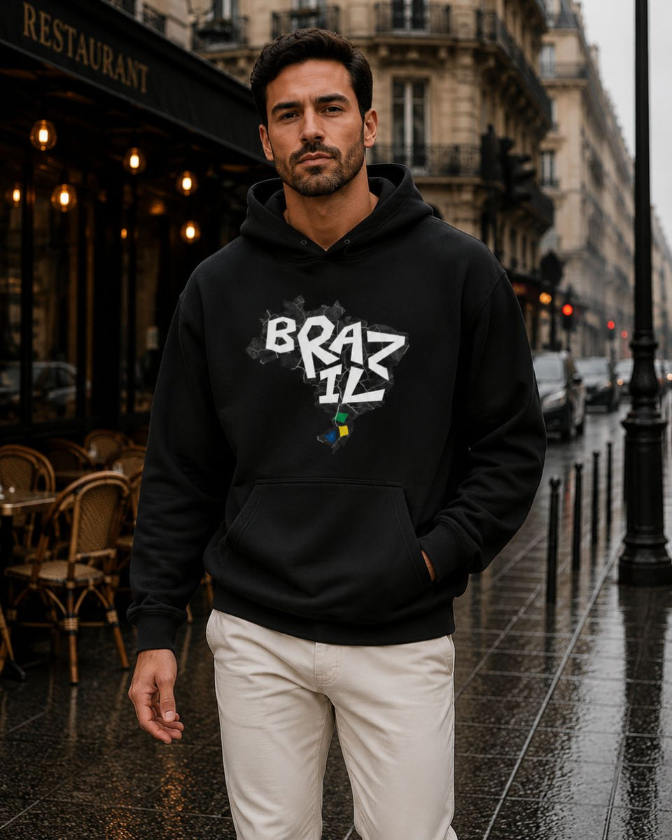 Moletom Brasil Mapa Do Brasil Com Capuz Casual Urbano