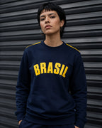 Moletom Brasil Estampa Universitária Frontal Estilo Casual Urbano