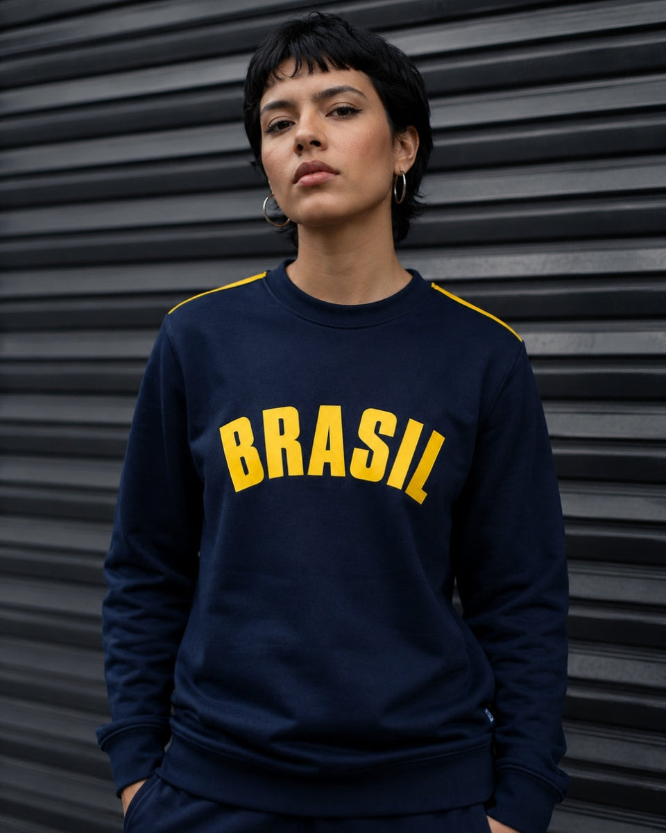 Moletom Brasil Universitário Frontal Estilo Casual Urbano