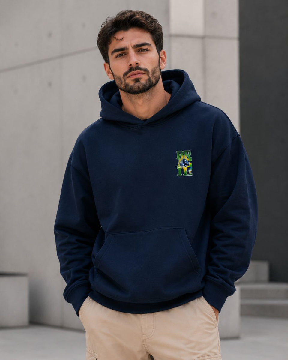 Moletom Brasil BR Futebol Estampa Traseira Streetwear Casual