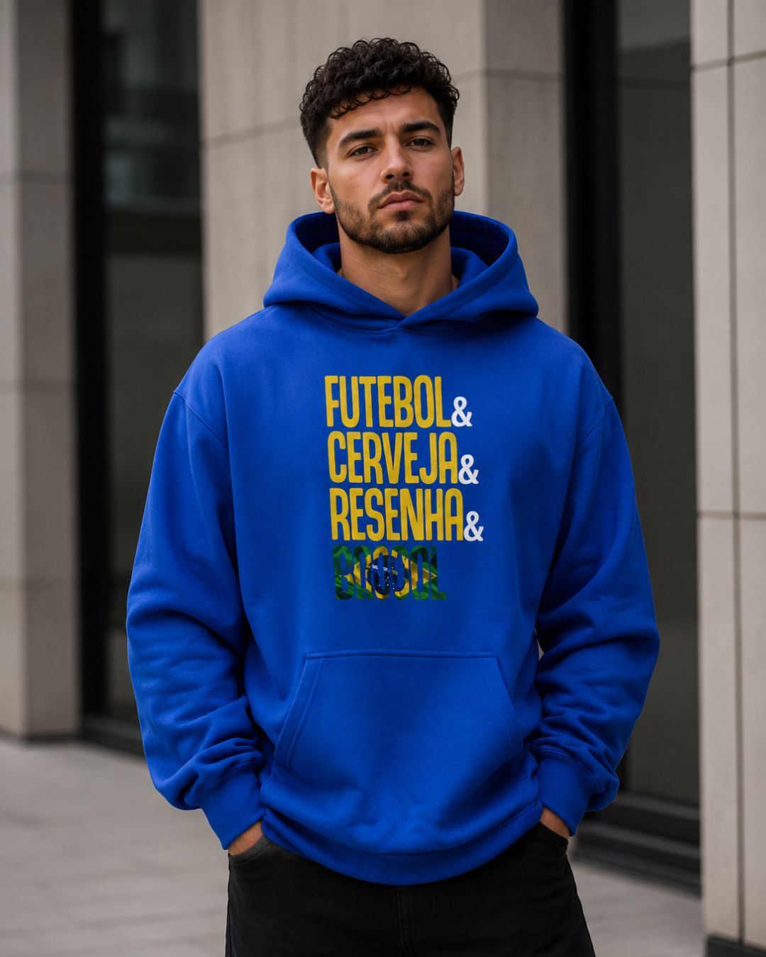 Moletom Brasil Futebol Cerveja E Resenha Com Capuz Casual
