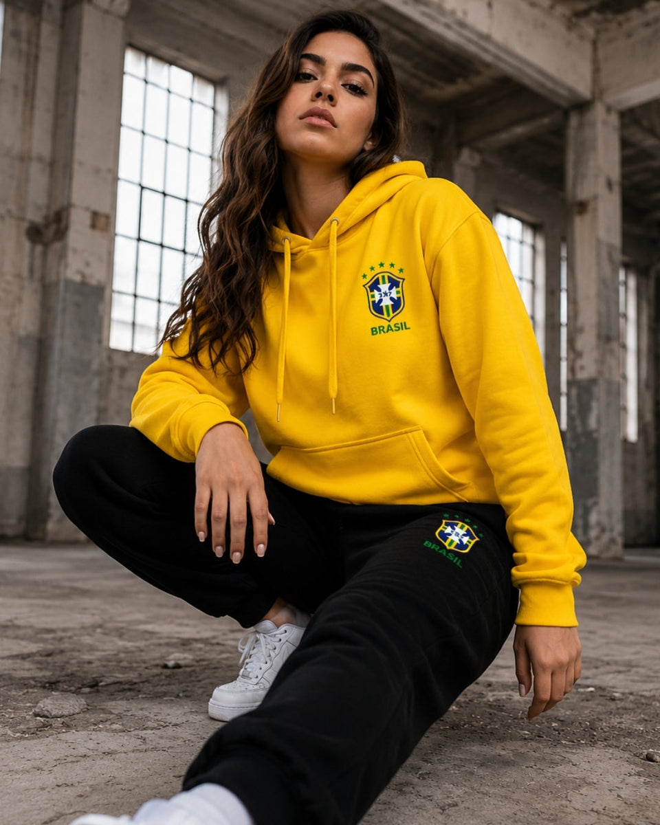 Conjunto Brasil Escudo Nacional Calça Jogger Estilo Urbano
