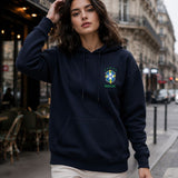 Moletom Brasil Escudo Pequeno No Peito Com Capuz Casual