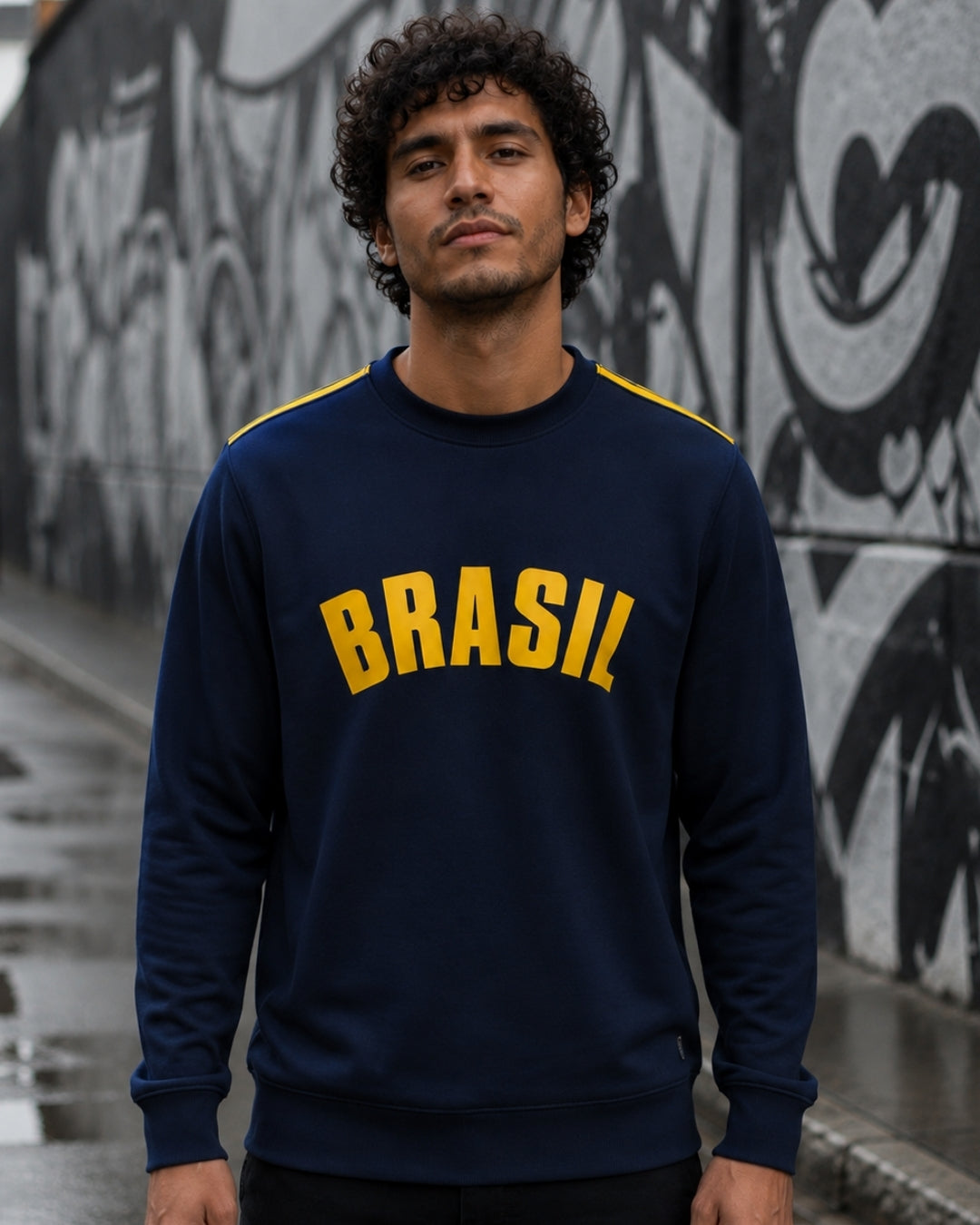 Moletom Brasil Estampa Universitária Frontal Estilo Casual Urbano