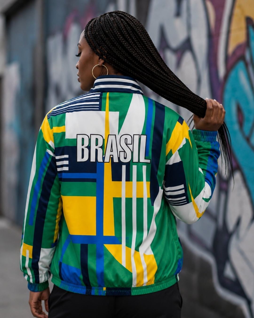 Moletom Brasil Geométrico Corta Vento Estilo Urbano