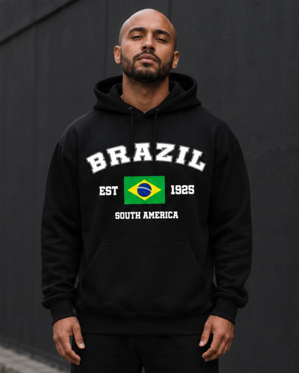 Moletom Brasil South America Estampa Universitária Com Capuz Casual