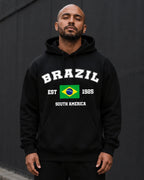 Moletom Brasil South America Estampa Universitária Com Capuz Casual