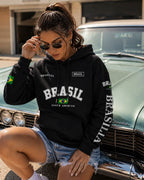 Moletom Brasil Estampa Universitária Manga Brasília Capuz