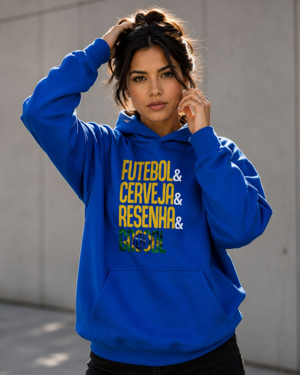 Moletom Brasil Futebol Cerveja E Resenha Com Capuz Casual