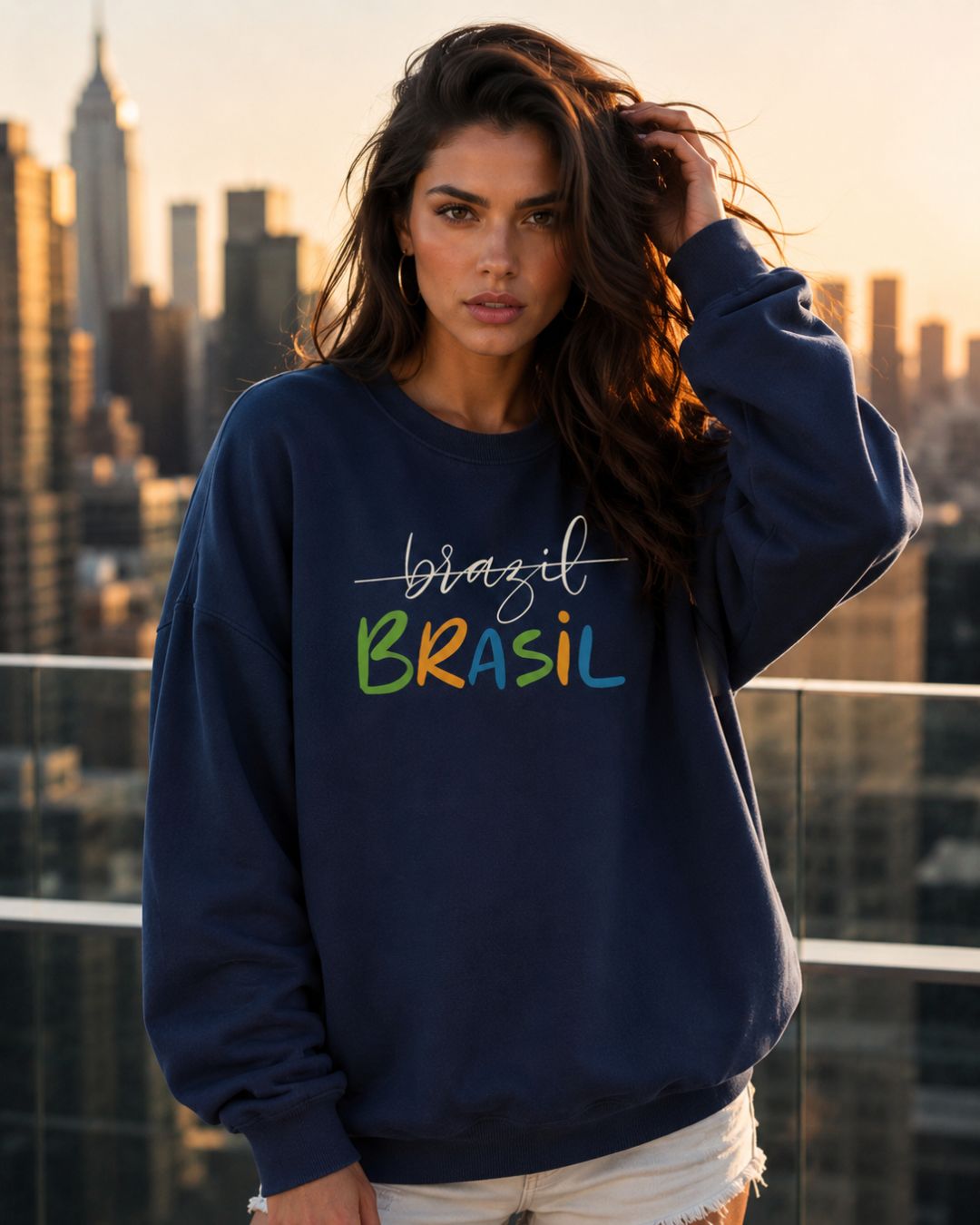 Moletom Brasil Lettering Colorido Estilo Casual Urbano Moderno