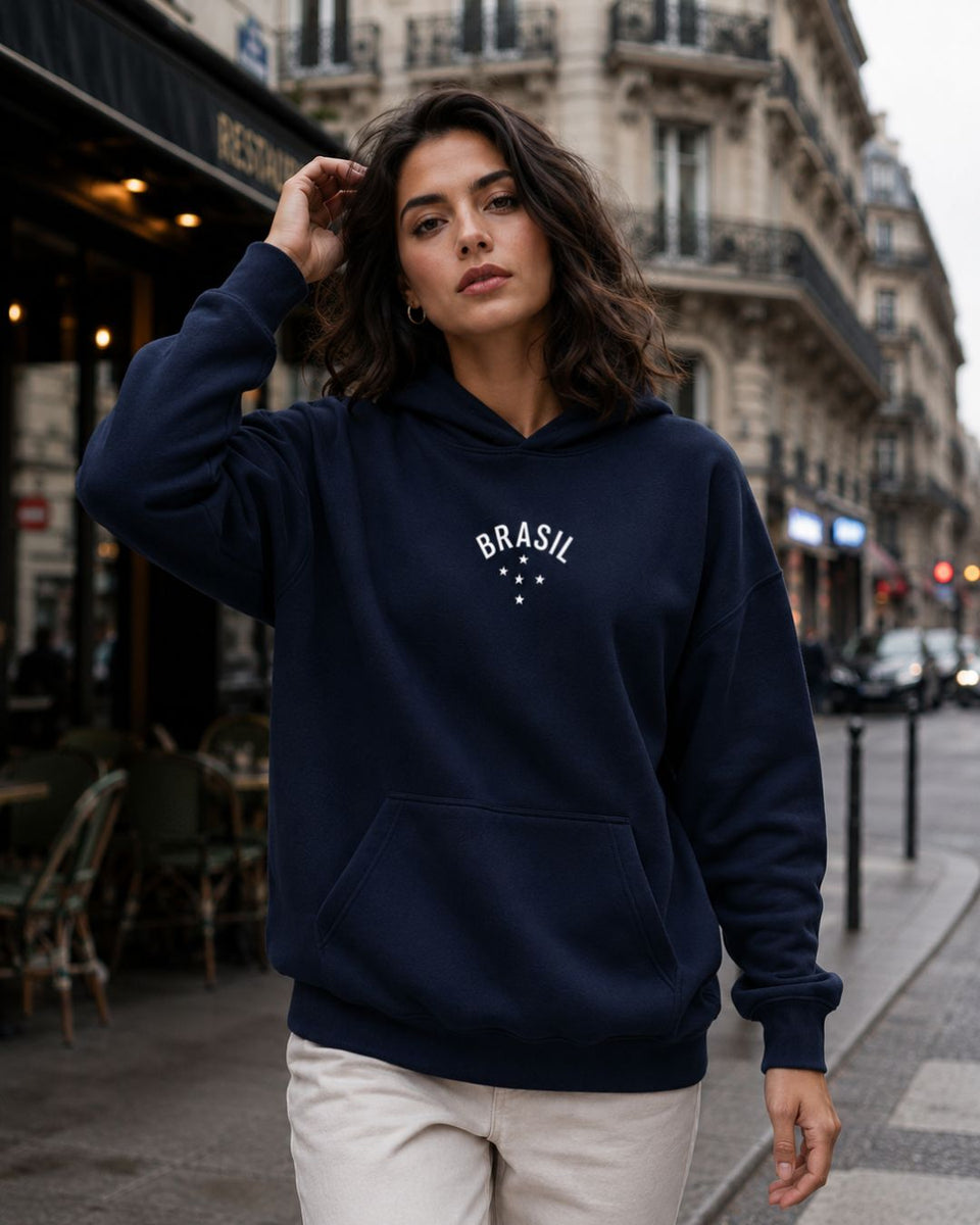 Moletom Brasil Minimalista Estrelado Estilo Casual Urbano