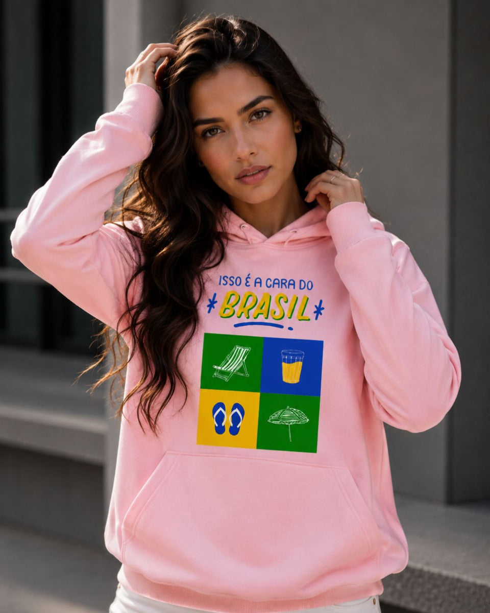 Moletom Brasil Cara Do Brasil Com Ícones E Capuz Casual