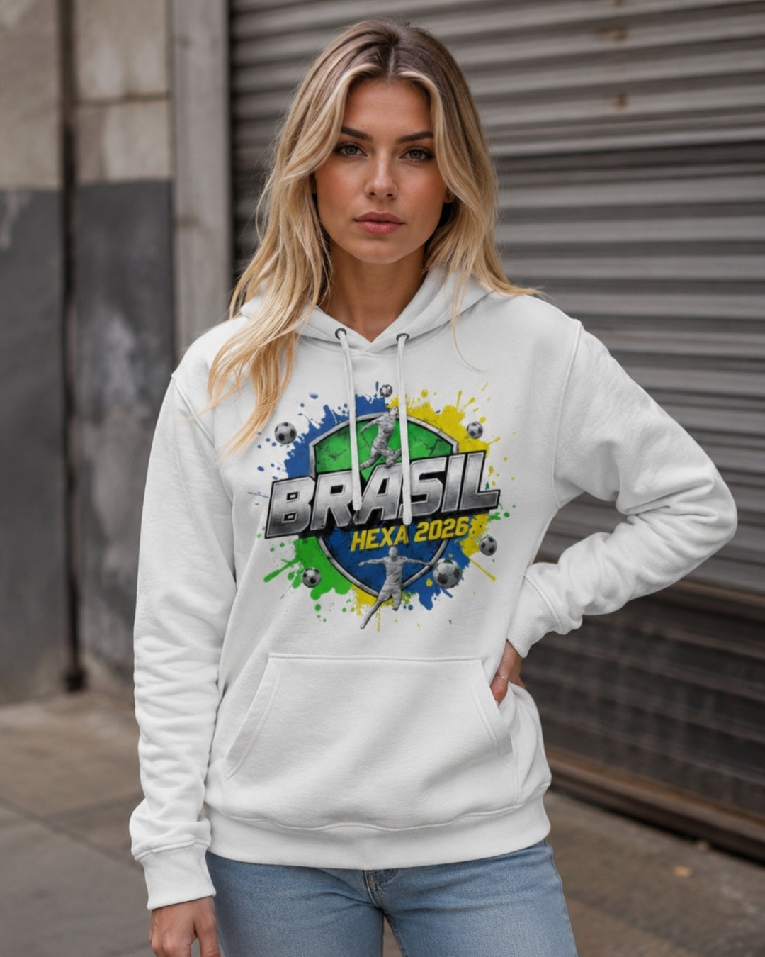Moletom Brasil Hexa 2026 Estampa Com Capuz Casual Urbano
