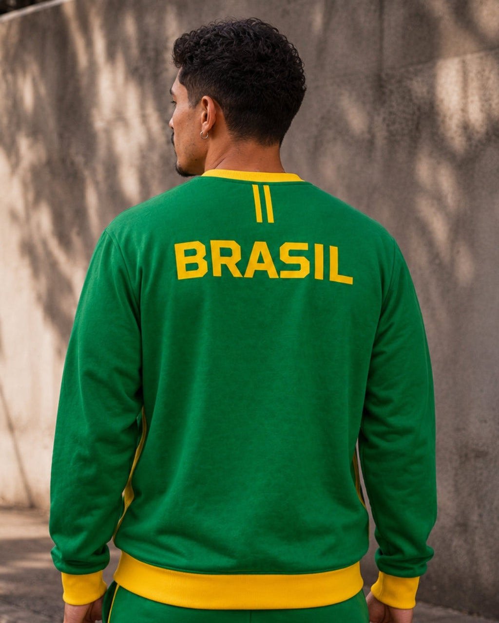 Moletom Brasil Estampa Costas Com Bandeira Estilo Casual Urbano