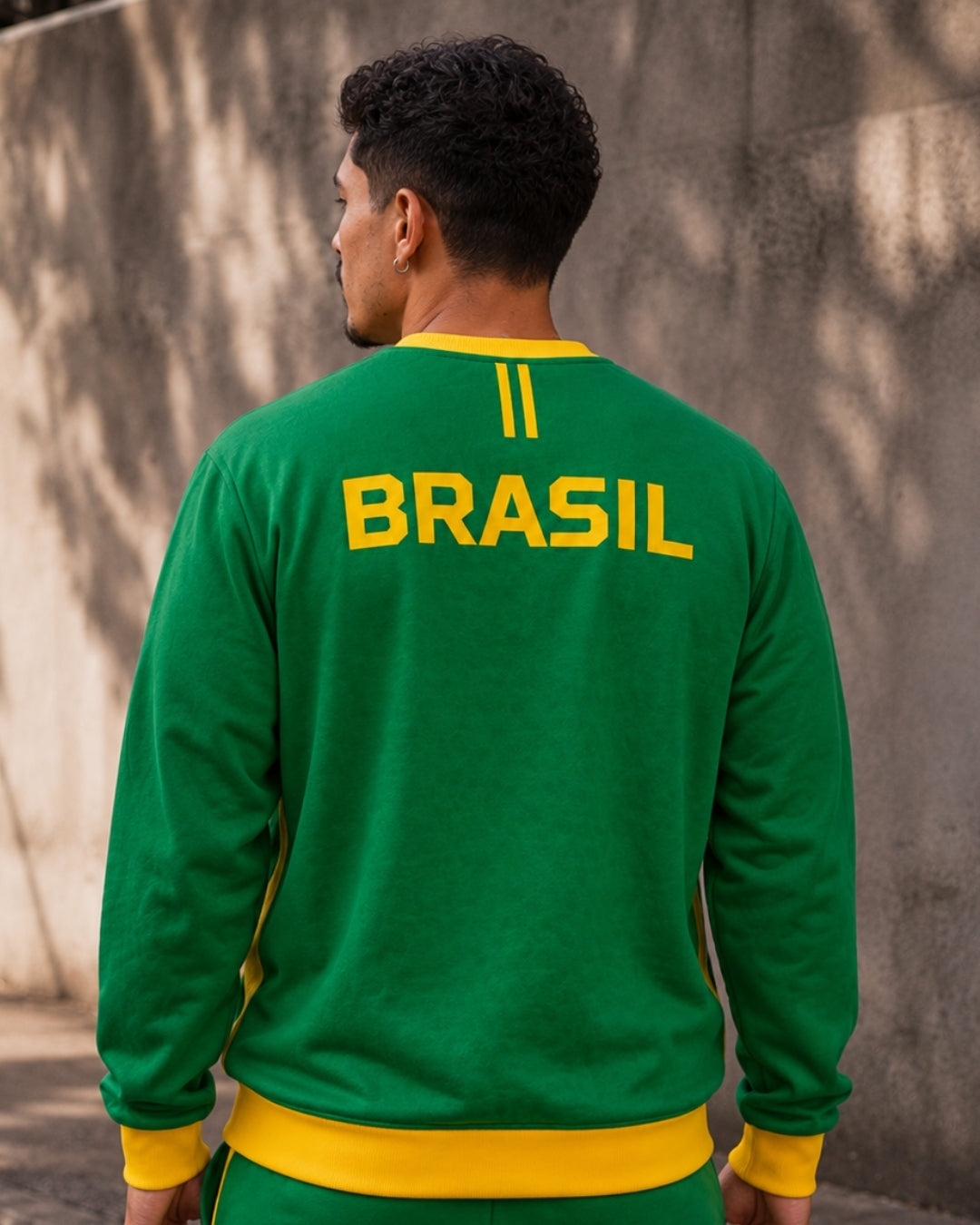 Moletom Brasil Estampa Costas Com Bandeira Estilo Casual Urbano