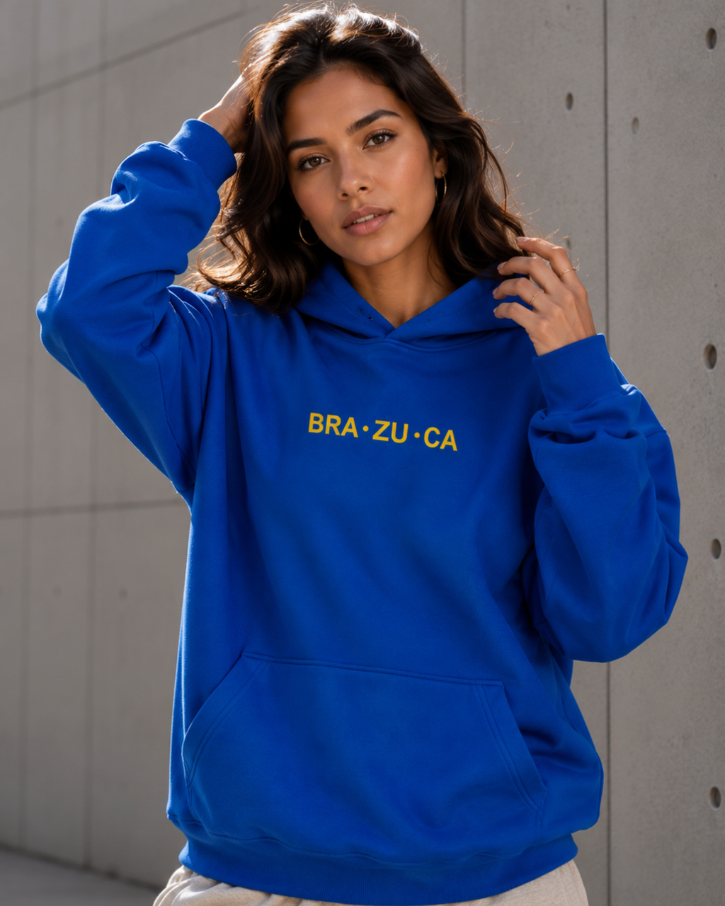 Moletom Brasil Bra Zu Ca Estampa Costas Com Capuz Casual