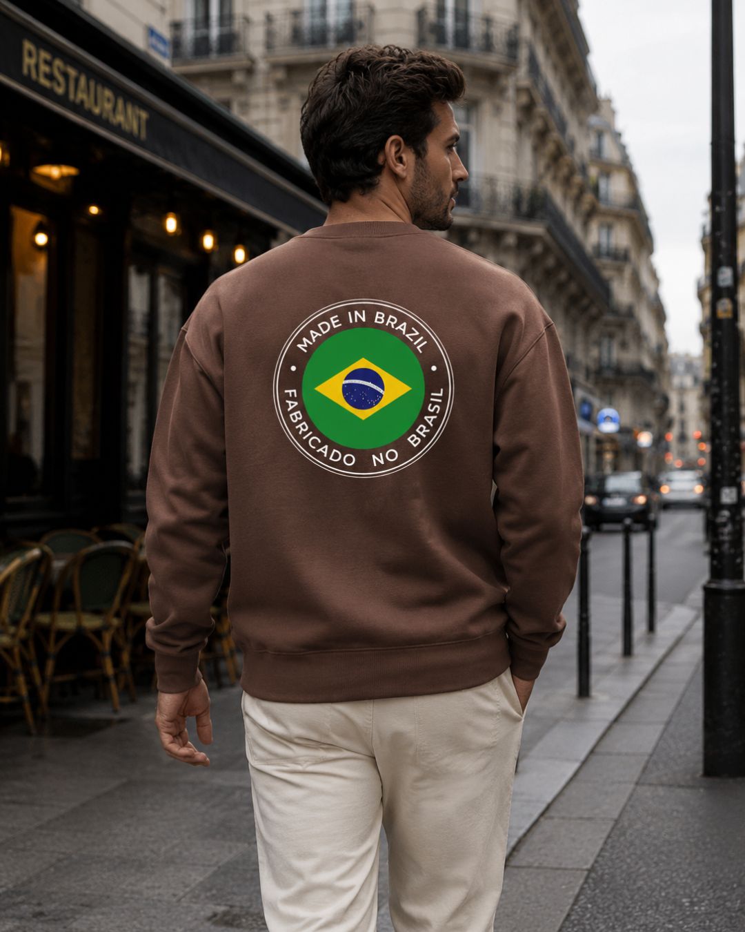 Moletom Brasil Made In Brazil Estampa Circular Costas Casual Urbano
