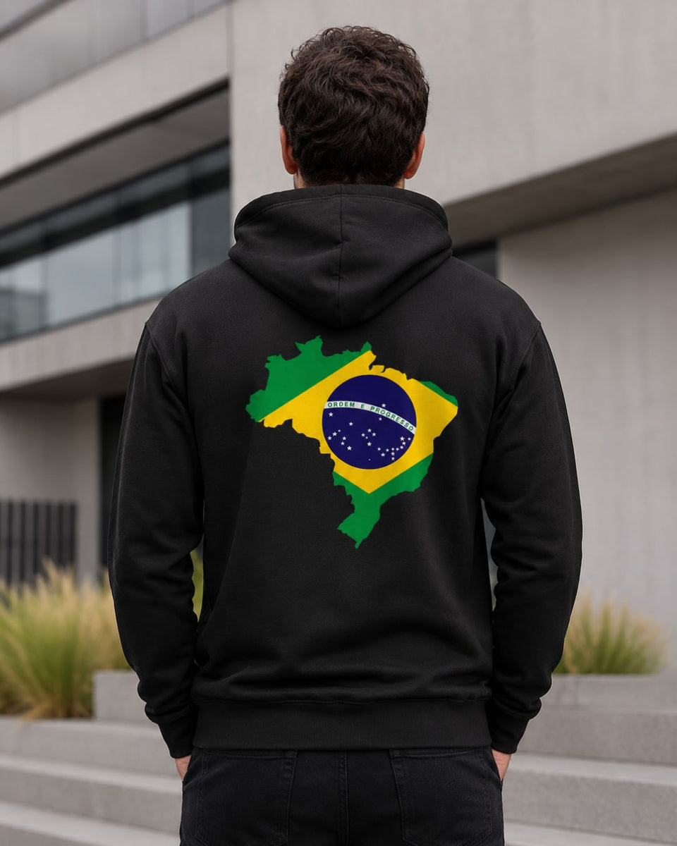 Moletom Brasil Mapa Do Brasil Nas Costas Casual Urbano