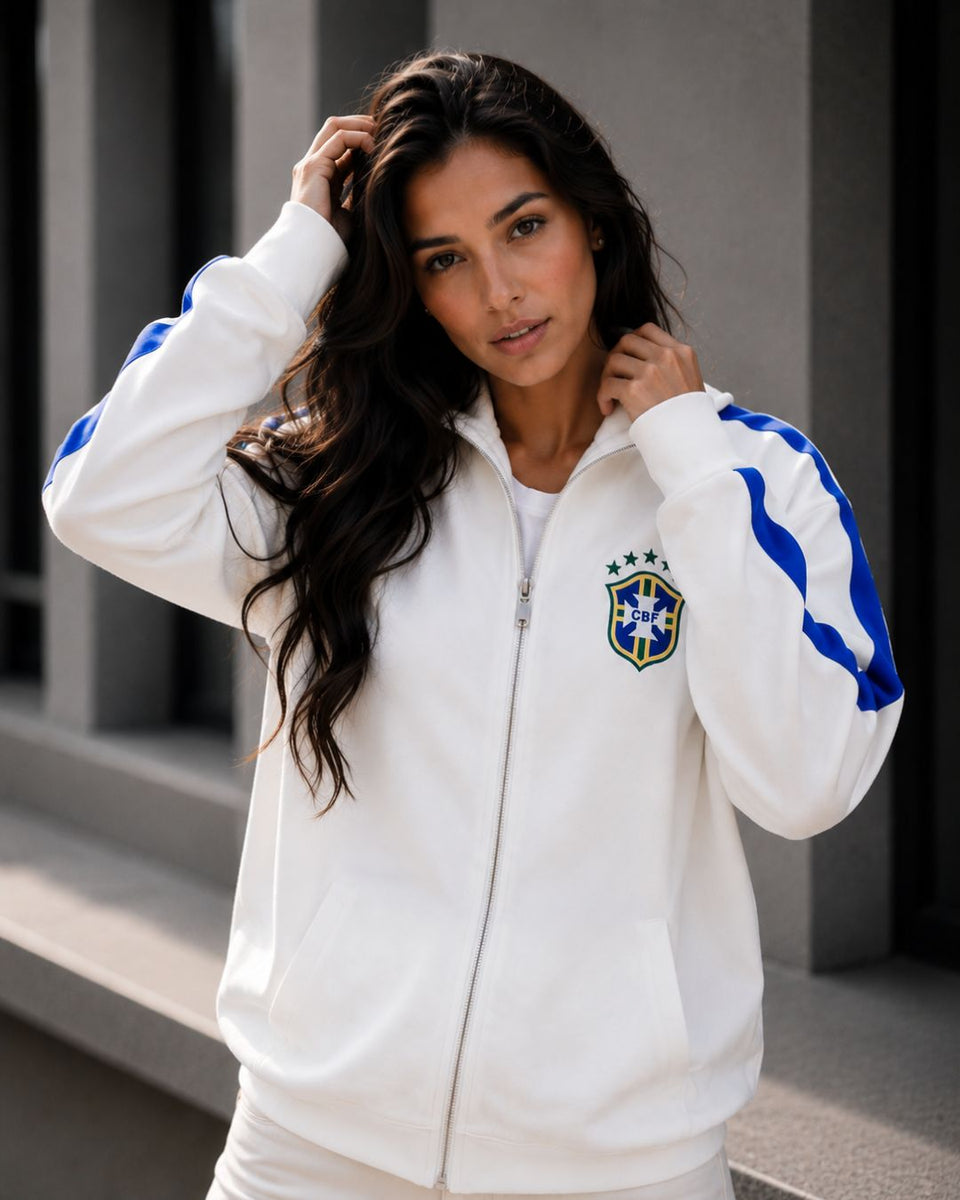 Moletom Brasil Jaqueta Com Zíper E Escudo Casual Urbano
