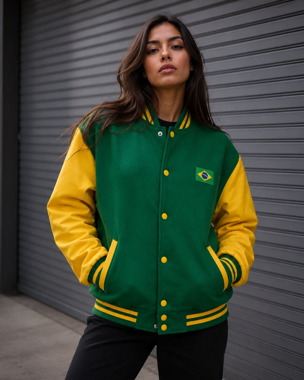 Moletom Brasil College Com Bandeira Bordada Estilo Retrô Casual