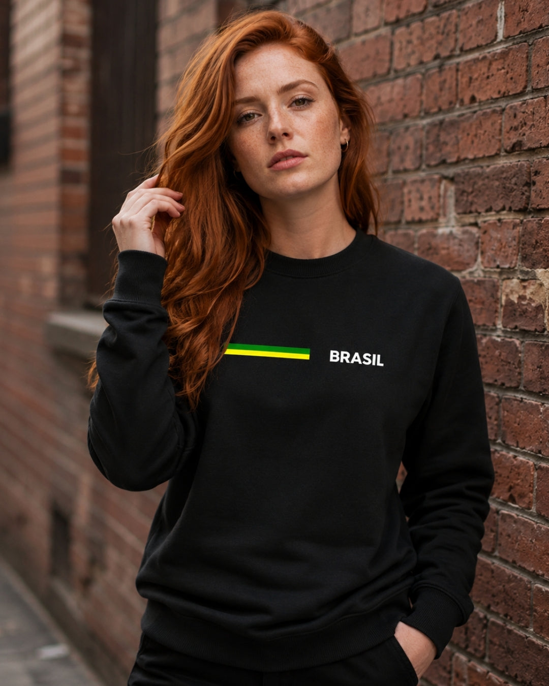 Moletom Brasil Minimalista Faixa Frontal Estilo Casual Urbano