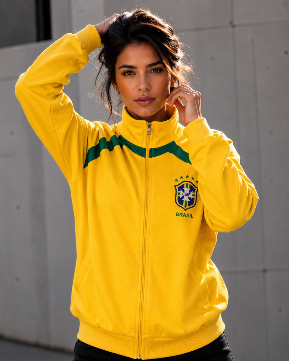 Moletom Brasil Jaqueta Com Zíper Escudo Nacional Urbana