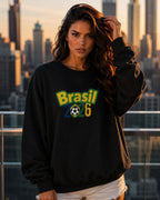 Moletom Brasil Lettering Colorido Com Capuz Casual Urbano