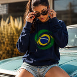 Moletom Brasil Bandeira Artística Circular Estilo Casual Urbano