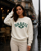 Moletom Brasil Estampa Universitária Com Estrela Estilo Casual Urbano