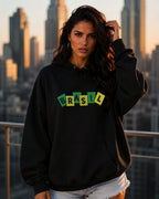 Moletom Brasil Estampa Divertida Frontal Com Capuz Casual Urbano