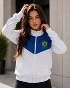 Moletom Brasil Esportivo Com Zíper Frontal Estilo Casual Urbano