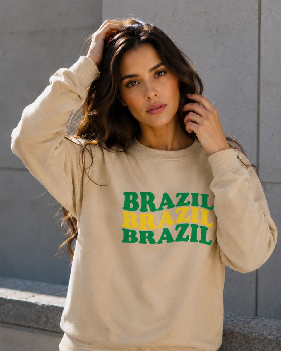 Moletom Brasil Triplo Lettering Moderno Casual Urbano